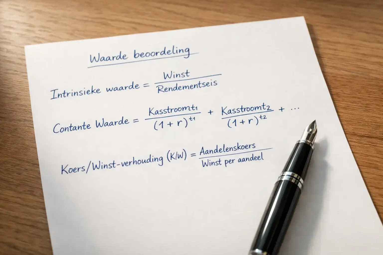 Handgeschreven berekeningen op papier met euroteken