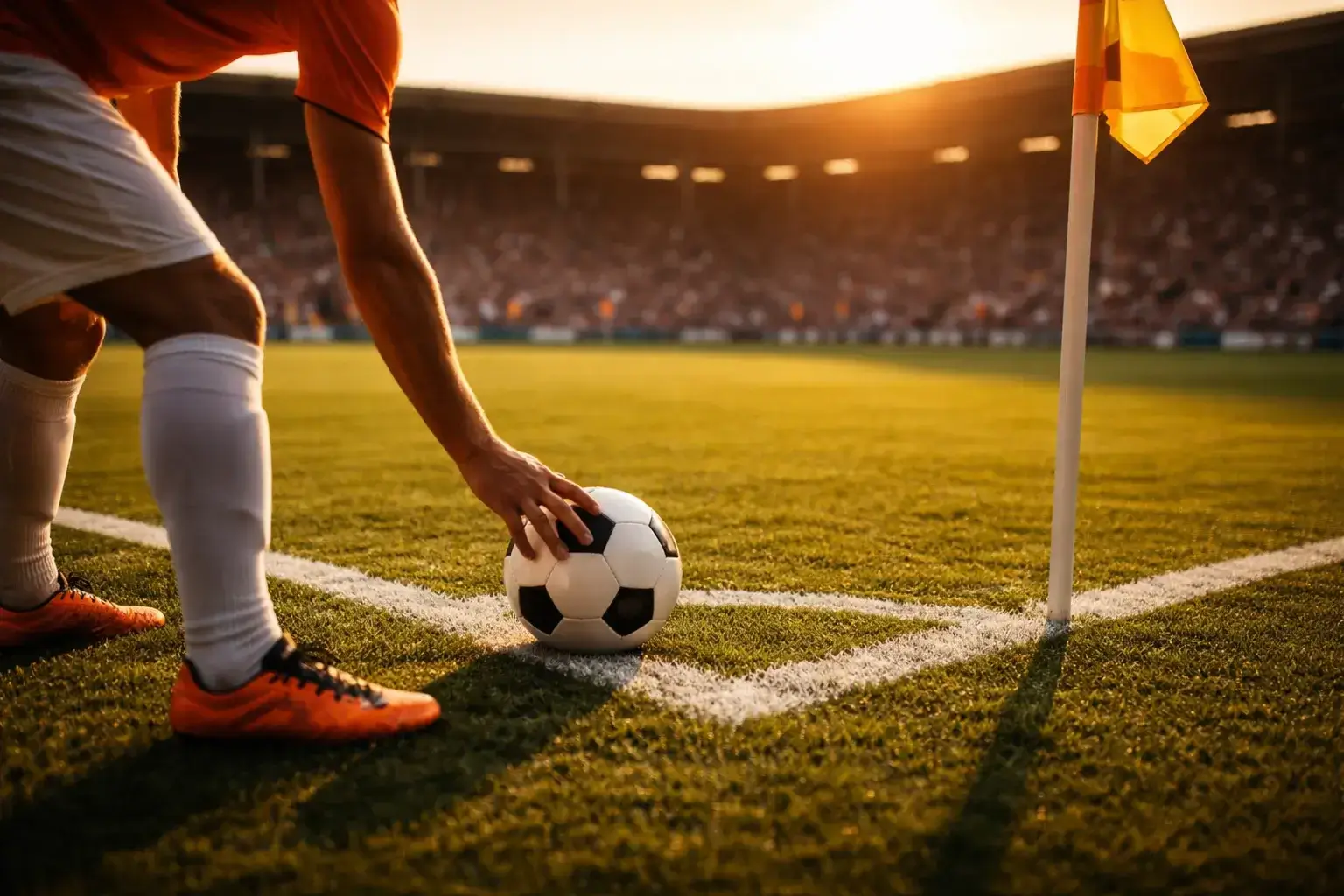 Hoekschop situatie tijdens professionele voetbalwedstrijd